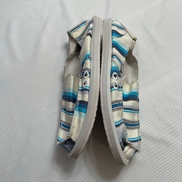 Sanuk You Got My Back Blanket Blue Striped Slides Surfer Shoes Size 9 - Picture 6 of 8